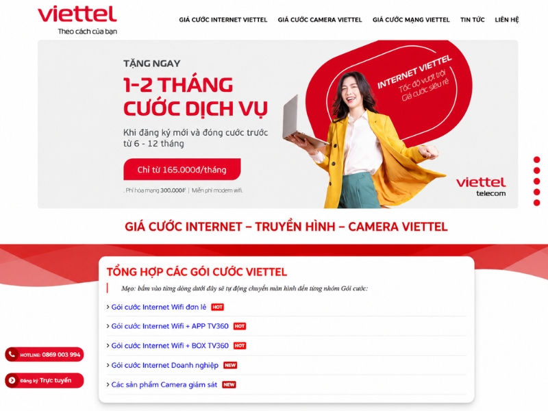 Mẫu Giao Diện Website Dịch Vụ Lắp Mạng