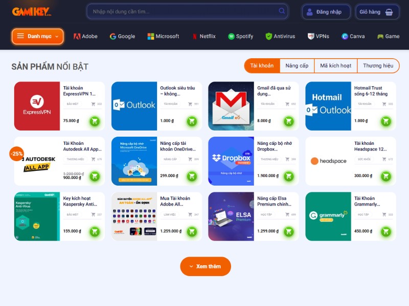 Giao Diện Sản Phẩm Website Bán Tài Khoản MMO Giao Diện Sản Phẩm Website Bán Tài Khoản MMO