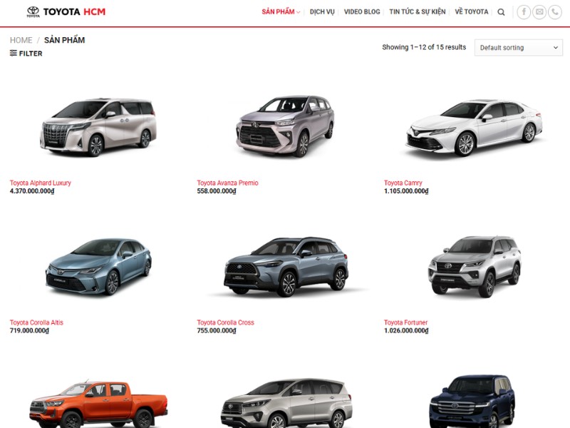 Giao diện website bán ô tô với danh mục xe đa dạng và bộ lọc thông minh Giao diện website bán ô tô với danh mục xe đa dạng và bộ lọc thông minh