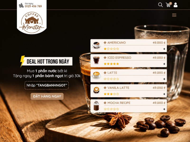 Mẫu Giao Diện Website Quán Cafe Mẫu Giao Diện Website Quán Cafe