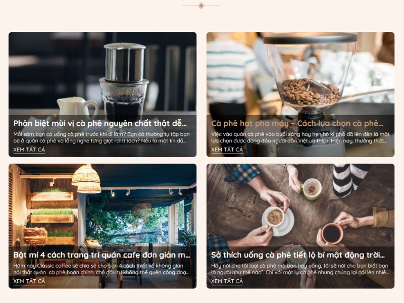 Điểm nổi bật website quán cafe Điểm nổi bật website quán cafe