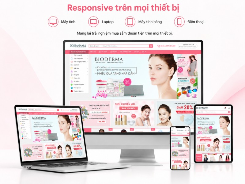 Giao Diện Website Thời Trang & Mỹ Phẩm Tương Thích Trên Mọi Thiết Bị Giao Diện Website Thời Trang & Mỹ Phẩm Tương Thích Trên Mọi Thiết Bị