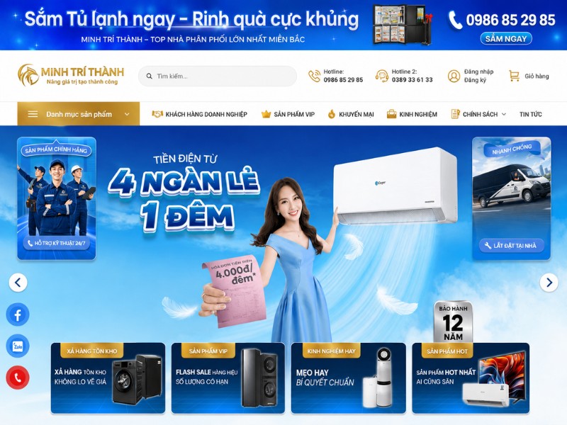 Thông tin mẫu giao diện website điện máy Thông tin mẫu giao diện website điện máy